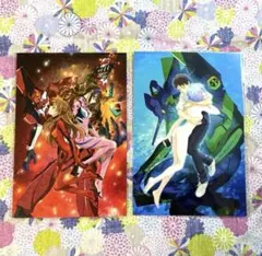 エヴァンゲリオン イラスト展II限定シンジ＆レイ　アスカ&マリ　ポストカード