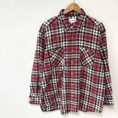 2L大きいサイズ【コンバース】綿100%チェック柄長袖ネルシャツ　赤レッド系のサムネイル