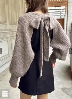 GRL 前後2wayビックリボンクロップド丈ニットボレロ