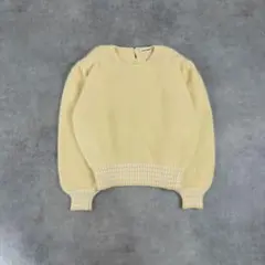 アンゴラ混 ニット セーター イエロー パフスリーブ 短丈 パフスリーブ 黄色