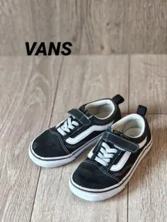 VANS キッズ スニーカー ブラック ホワイト ベルクロ 15cm