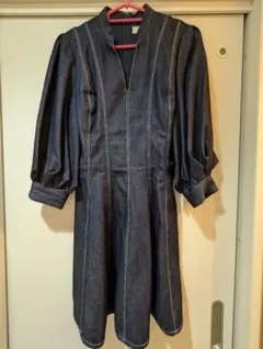 リリーブラウン　LilyBrown　ダークブルー デニム Vネック  ワンピース