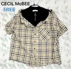 セシルマクビー 異素材切替チェック半袖シャツ（M）レイヤード風 春コーデ 綿