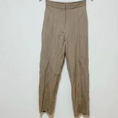 ベージュ カジュアルパンツ ゴムウエスト スリット ポケット シンプル きれいめ