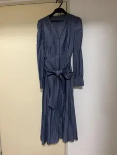 シャツ ワンピース　清楚　インナー付き　紺　プロポーションボディドレッシング