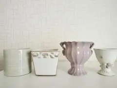 【未使用品】陶器　花瓶　フラワーベース　4点セット