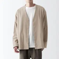 無印良品 両面起毛フランネルカーディガン サンドベージュ Vネック Ｍ