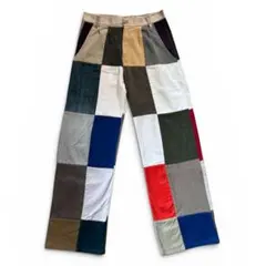 90s パッチワークパンツ フレア 2タック ヒッピー W30 L30のサムネイル