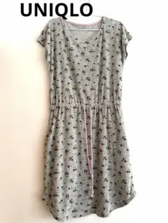 UNIQLO 花柄 ルームウェア ワンピース グレーのサムネイル
