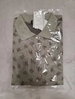 花柄デザイン 長袖シャツ Lサイズ グレー