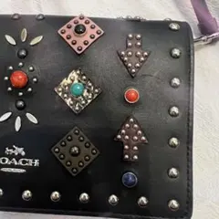 COACH スタッズ ブラック お財布ショルダーバッグ