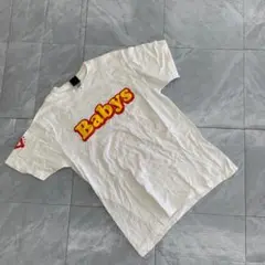 プリントシャツ Tシャツ 白色 半袖 ロゴプリント 綿100 Mサイズ