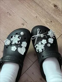 Crocs クロックス ブラック カスタム デコレーション