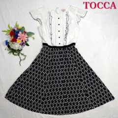 TOCCA トッカ Aライン ワンピース 胸元リボン フリル 花柄刺繍スカート