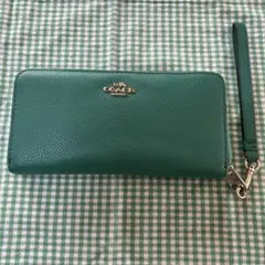 COACH グリーン レザー 長財布