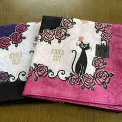 ANNA SUI 猫とバラのハンカチ 2枚セット