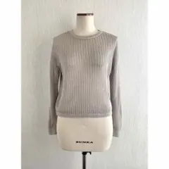 UNIQLO メッシュ 麻混 クルーネック セーター グレー XS 洗える 美品