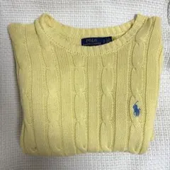 ラルフローレン ケーブルニット 半袖ニット Sサイズ イエロー