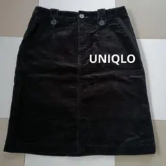 ユニクロ　コーディロイスカート ひざ丈　黒　美品