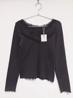 ナイスクラップ 切替レース長袖インナー ブラウン Tシャツ カットソー