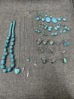 ターコイズ　イミテーション アクセサリー まとめ売り ネックレス リング ピアス
