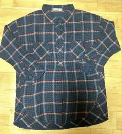 ネイビーレッドチェック長袖シャツFREE size
