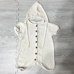 PEEKABOO 韓国ベビー服 ホワイト ボタン付きロンパース 帽子 70cmのサムネイル