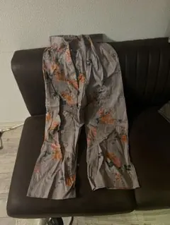 オレンジ花柄 Mサイズ ワイドパンツ
