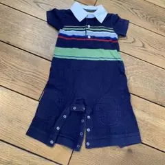 ロンパース カバーオール ネイビー ストライプ 3〜6M