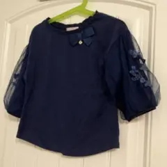 【美品】メゾピアノ　パフスリーブリボンTシャツ 120cm