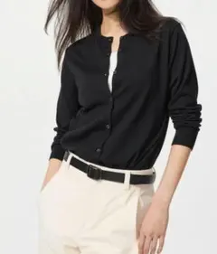 UNIQLO ユニクロ のUVカットクルーネックカーディガン　ブラック　3XL