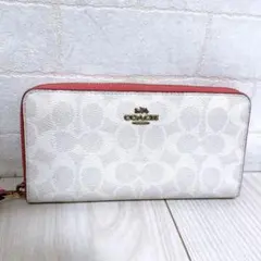 《美品》COACH(コーチ)長財布　ラウンド　シグネチャー