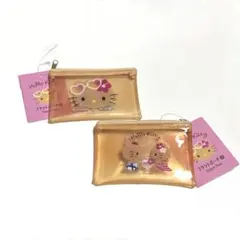 日焼け キティ フラットポーチ ２個セット