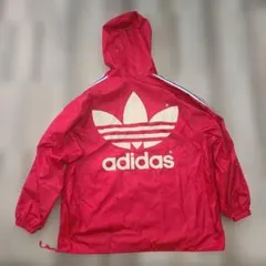 adidas ビッグロゴ ナイロンジャケット パーカー M-L 赤 デサントのサムネイル