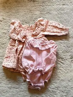 ZARA H&M ロンパース 2枚セット 女の子 長袖 花柄 ピンク 60cm