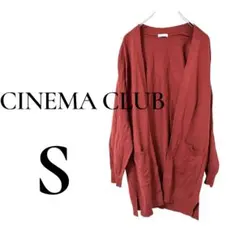 Cinemaclub ロングカーディガン 赤 無地 薄手 長袖 s 羽織り