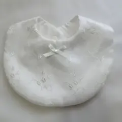 66.スタイ、オフ、チューリップ柄レース、宮参り、ハンドメイド、簡単セレモニー