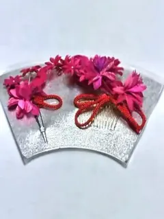 和装用髪飾り ピンク 花 コームとピンのセット