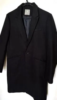 NANO universe ウールブレンドメルトンチェスターコート　ブラック