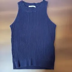 REDYAZEL ネイビー リブ編み ノースリーブ