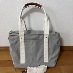 トートバッグ 仕切り キャンバス L A4 グレー ショルダー 大きめ