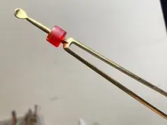 KZ4-70 一点物 真紅色 簪 七宝瑠璃玉 昭和風 二本軸 かんざし