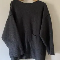 ダークグレー オーバーサイズニット 長袖