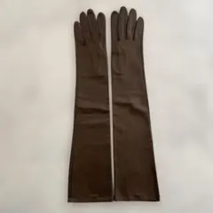 美品　レディースサイズ　レザーロンググローブ　ブラウン　革手袋　サイズ20cm