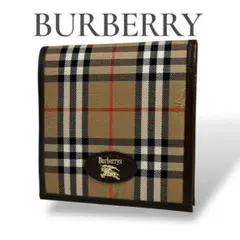 バーバリー 二つ折り 財布 ノバチェック ロゴ ホース コンパクト ヴィンテージ