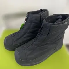 防寒ワイドブーツ　ブラックスノーブーツ ジッパー付き