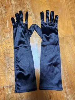 ブラック サテン ウェディンググローブ