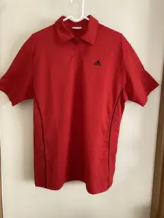 adidas ゴルフウェア　赤 ジッパー付き半袖ポロシャツ Lサイズ