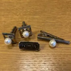 パール装飾 ネクタイピン カフスボタン セット SUN EAGLE