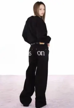 ason アズオンSMOG WIDE PANTS ブラックas